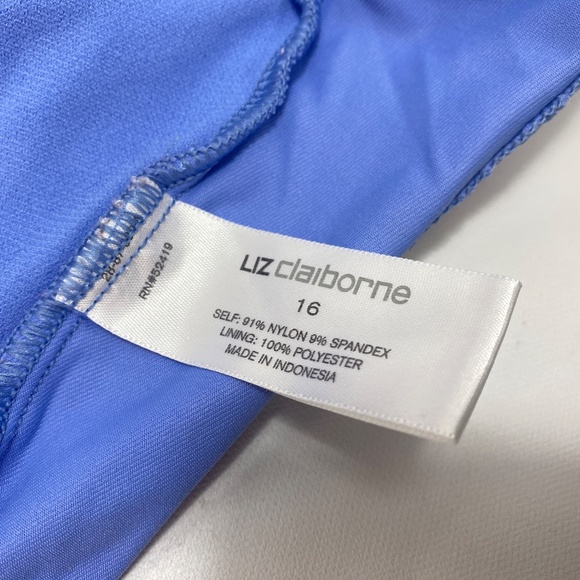 Liz Claiborne One Piece Swimsuit 16 Ruched Front Tie Neck Strap Light Padded - Picture 10 of 13